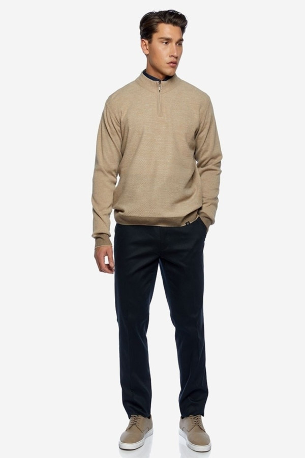 SOGO ΑΝΔΡΙΚΟ ΠΑΝΤΕΛΟΝΙ ΒΑΜΒΑΚΕΡΟ CHINO REGULAR FIT ΜΕ ΜΙΚΡΟΣΧΕΔΙΟ ΜΠΛΕ 22534-201-35