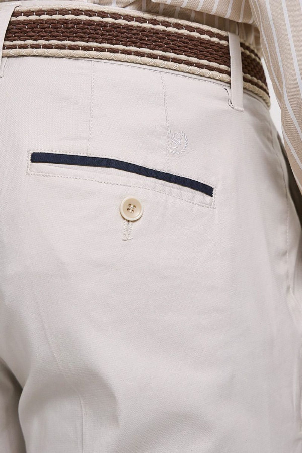 Ανδρικό παντελόνι Sogo sand slim fit βαμβακερό με ζώνη 26034-496-484