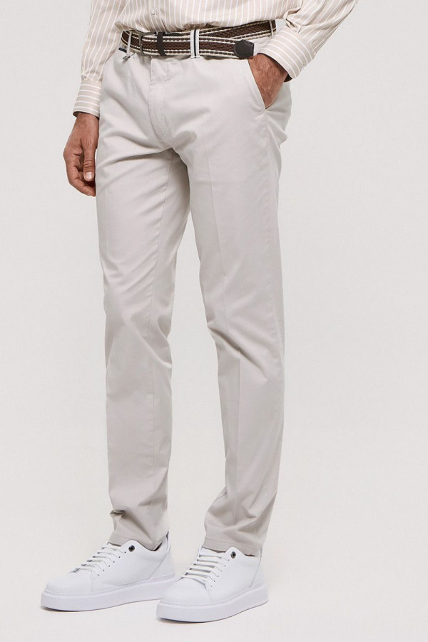 Ανδρικό παντελόνι Sogo sand slim fit βαμβακερό με ζώνη 26034-496-484