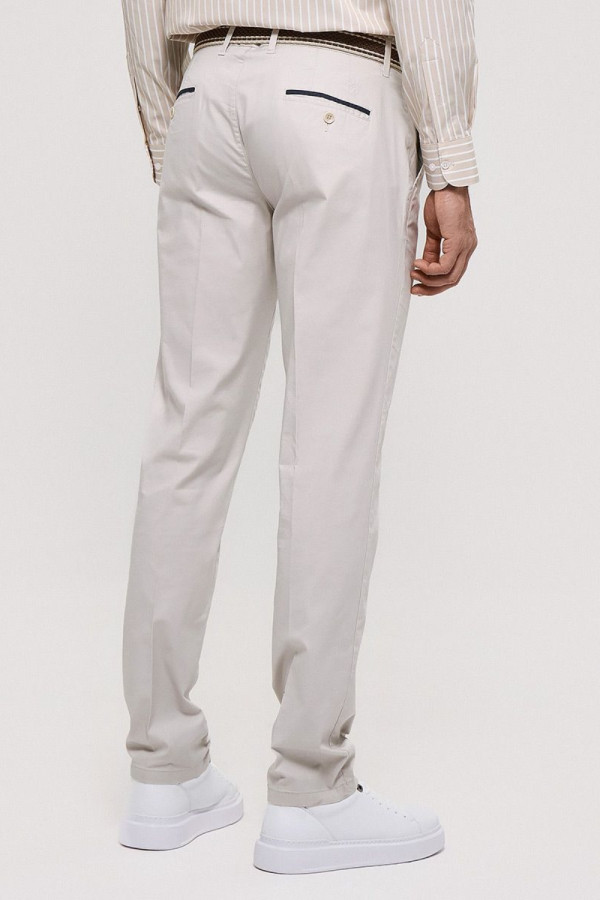 Ανδρικό παντελόνι Sogo sand slim fit βαμβακερό με ζώνη 26034-496-484