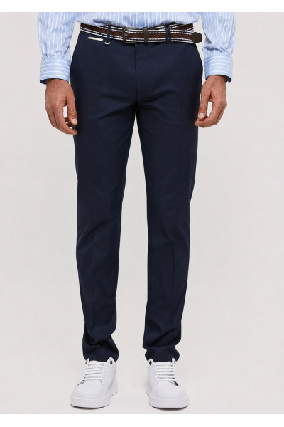 Ανδρικό παντελόνι Sogo navy blue slim fit βαμβακερό με ζώνη 26034-496-484