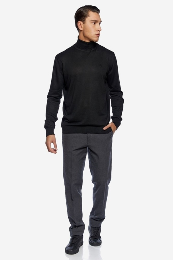 SOGO ΑΝΔΡΙΚΗ ΜΠΛΟΥΖΑ ΠΛΕΚΤΗ ΖΙΒΑΓΚΟ CLASSIC FIT ΜΑΥΡΟ 22539-401-12