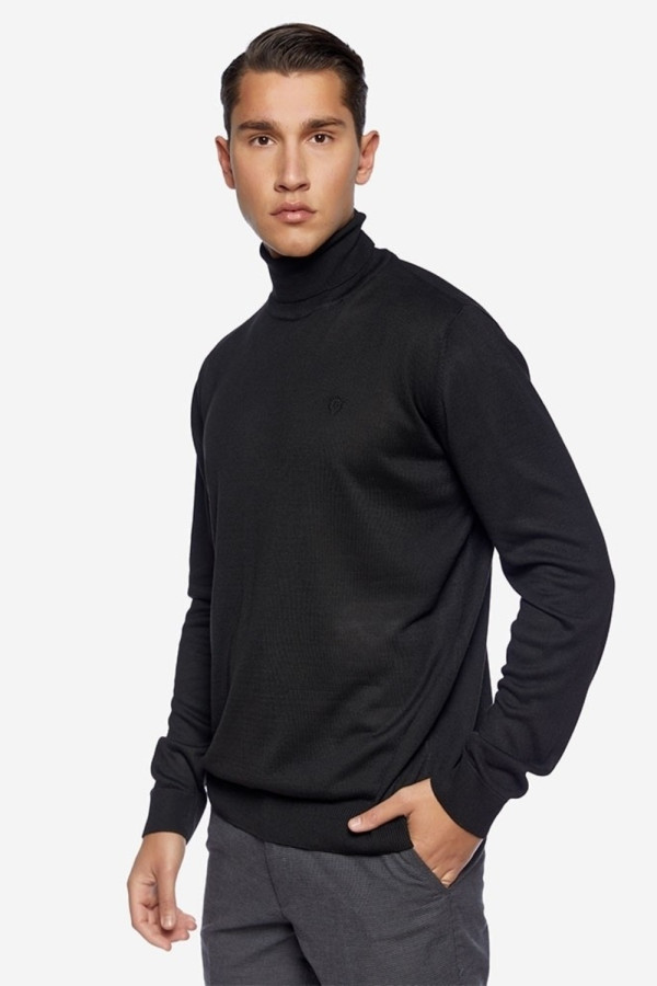 SOGO ΑΝΔΡΙΚΗ ΜΠΛΟΥΖΑ ΠΛΕΚΤΗ ΖΙΒΑΓΚΟ CLASSIC FIT ΜΑΥΡΟ 22539-401-12