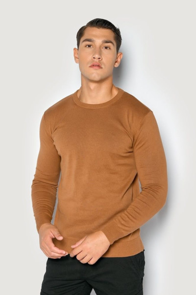CAMARO ΑΝΔΡΙΚΗ ΠΛΕΚΤΗ ΜΠΛΟΥΖΑ SLIM FIT ΒΑΜΒΑΚΕΡΗ CAMEL 24579-914-951