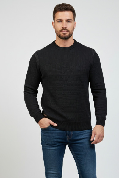 VISCONTI ΑΝΔΡΙΚΗ ΠΛΕΚΤΗ ΜΠΛΟΥΖΑ ΜΕ ΣΧΕΔΙΟ ΣΤΗ ΠΛΕΞΗ ΜΑΥΡΟ 2742-3