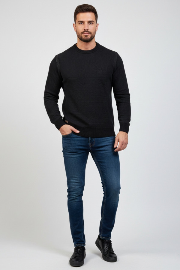 VISCONTI ΑΝΔΡΙΚΗ ΠΛΕΚΤΗ ΜΠΛΟΥΖΑ ΜΕ ΣΧΕΔΙΟ ΣΤΗ ΠΛΕΞΗ ΜΑΥΡΟ 2742-3