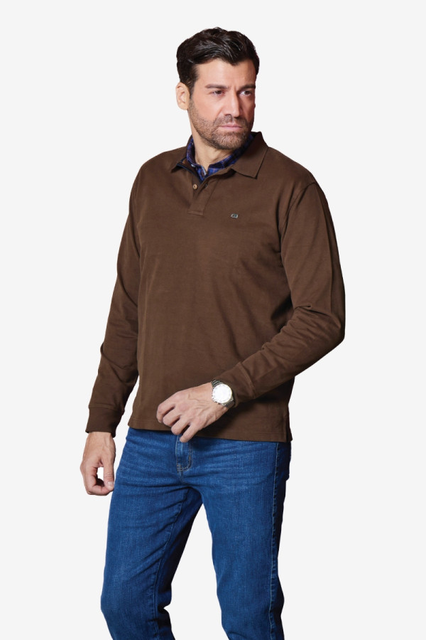 VISCONTI ΑΝΔΡΙΚΗ ΜΠΛΟΥΖΑ ΠΟΛΟ ΜΑΚΡΥΜΑΝΙΚΗ ΒΑΜΒΑΚΕΡΗ ΚΑΦΕ 2817-6