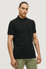 Ανδρικό polo Brokers μαύρο mao γιακάς βαμβακερό 26017-811-756