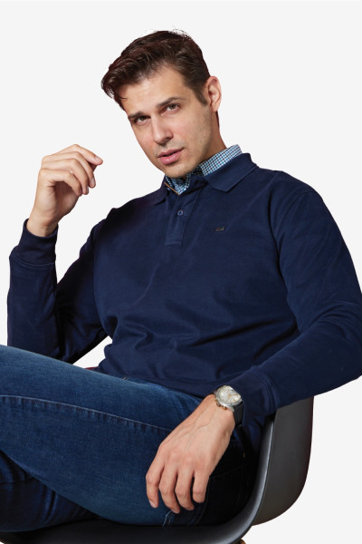 VISCONTI ΑΝΔΡΙΚΗ ΜΠΛΟΥΖΑ ΠΟΛΟ ΜΑΚΡΥΜΑΝΙΚΗ ΒΑΜΒΑΚΕΡΗ ΜΠΛΕ 2817-3