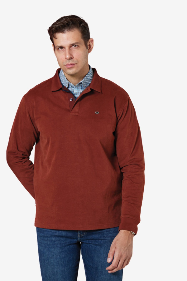 VISCONTI ΑΝΔΡΙΚΗ ΜΠΛΟΥΖΑ ΠΟΛΟ ΜΑΚΡΥΜΑΝΙΚΗ ΒΑΜΒΑΚΕΡΗ BRICK 2817-11