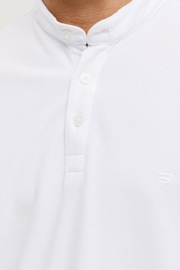 Ανδρικό polo Brokers λευκό mao γιακάς βαμβακερό 26017-811-756