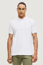 Ανδρικό polo Brokers λευκό mao γιακάς βαμβακερό 26017-811-756