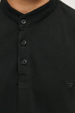 Ανδρικό polo Brokers μαύρο mao γιακάς βαμβακερό 26017-811-756