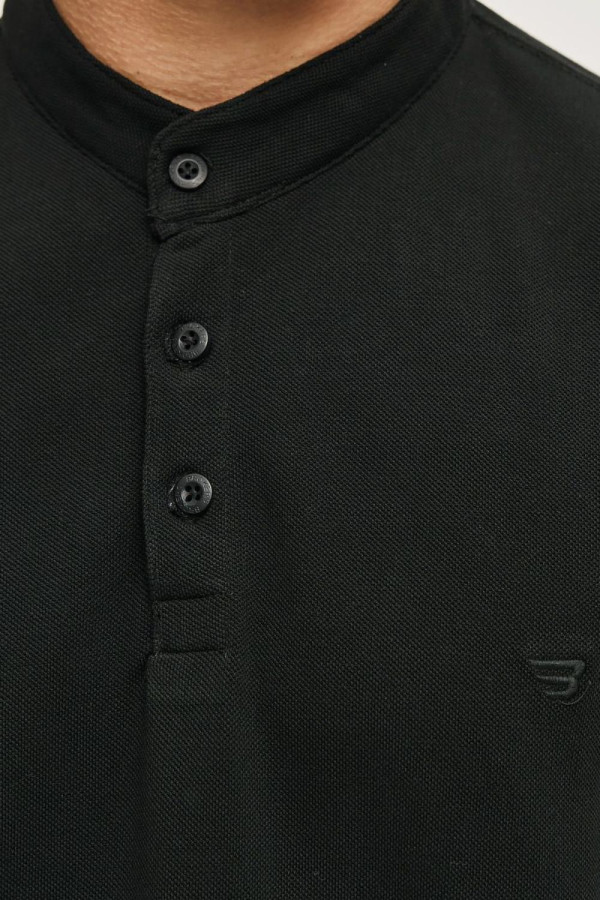 Ανδρικό polo Brokers μαύρο mao γιακάς βαμβακερό 26017-811-756