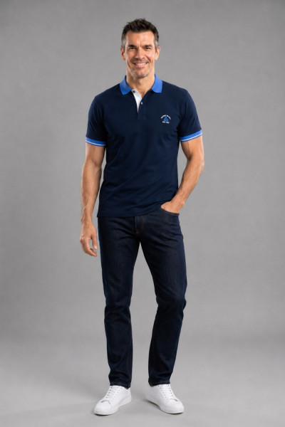 Ανδρική polo μπλούζα Visconti navy μπλε βαμβακερή piqué 2831-6