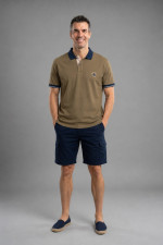 Ανδρικό polo Visconti λαδί βαμβακερό κοντομάνικη comfortable fit 2831-8