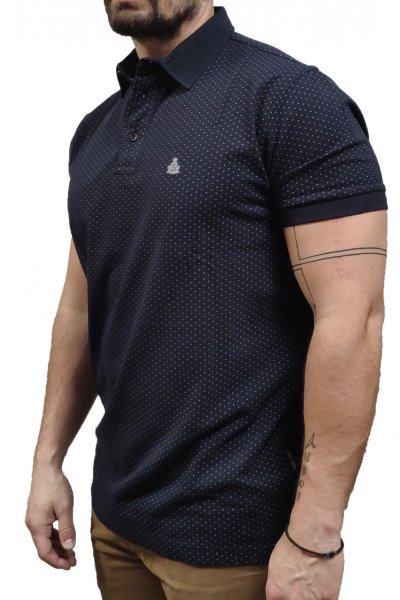 VISCONTI MEN'S POLO SHIRT WITH MICRO PATTERNS BLUE 2674-1
