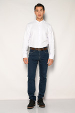 Ανδρικό λευκό πουκάμισο με mao γιακά και μικροσχέδιο – Sogo