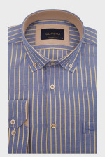 Ανδρικό πουκάμισο μπλε ριγε button down βαμβακερό Domino 27800-01