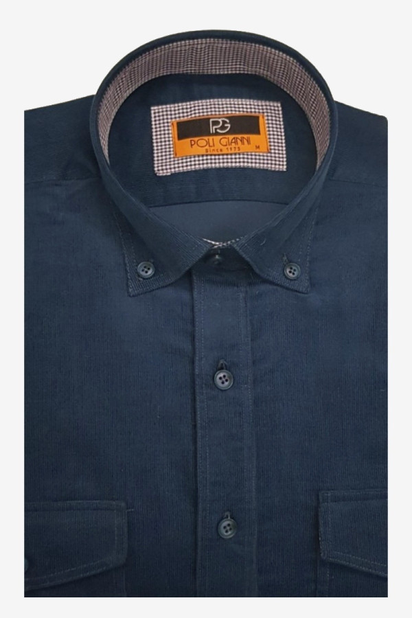 POLIGIANNI ΑΝΔΡΙΚΟ ΠΟΥΚΑΜΙΣΟ ΨΙΛΟΡΙΓΟ ΚΟΤΛΕ ΒΑΜΒΑΚΕΡΟ ΜΠΛΕ 31284-04