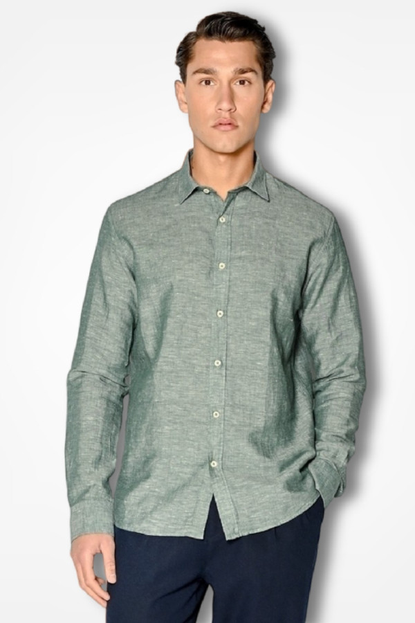 BROKERS ΑΝΔΡΙΚΟ ΠΟΥΚΑΜΙΣΟ ΛΙΝΟ REGULAR FIT GREEN 23016-601-08