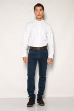 Ανδρικό λευκό πουκάμισο με mao γιακά και μικροσχέδιο – Sogo