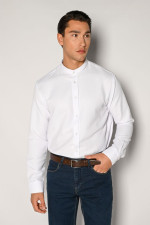 Ανδρικό λευκό πουκάμισο με mao γιακά και μικροσχέδιο – Sogo