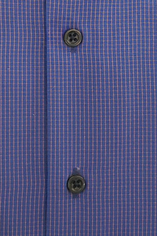 Ανδρικό πουκάμισο μπλε καρό Poliggiani 28147-04