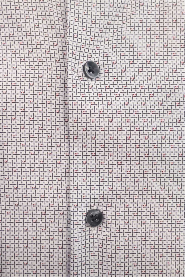 Ανδρικό πουκάμισο λευκό μικροσχέδιο button down βαμβακερό Domino 29696-03