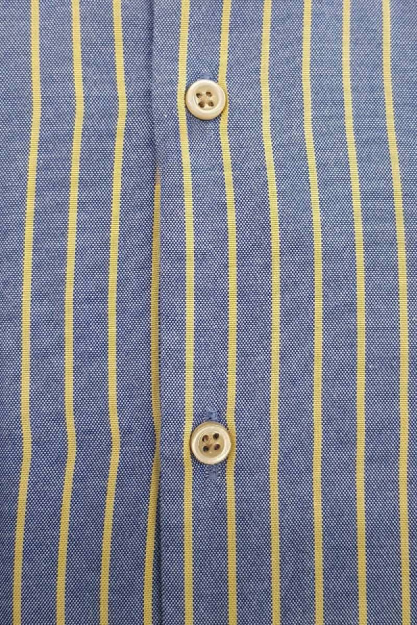 Ανδρικό πουκάμισο μπλε ριγε button down βαμβακερό Domino 27800-01