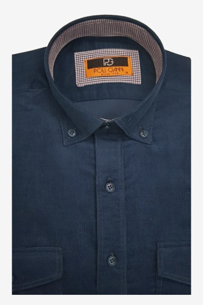 POLIGIANNI ΑΝΔΡΙΚΟ ΠΟΥΚΑΜΙΣΟ ΨΙΛΟΡΙΓΟ ΚΟΤΛΕ ΒΑΜΒΑΚΕΡΟ ΜΠΛΕ 31284-04