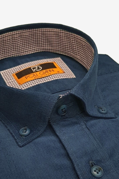 POLIGIANNI ΑΝΔΡΙΚΟ ΠΟΥΚΑΜΙΣΟ ΨΙΛΟΡΙΓΟ ΚΟΤΛΕ ΒΑΜΒΑΚΕΡΟ ΜΠΛΕ 31284-04