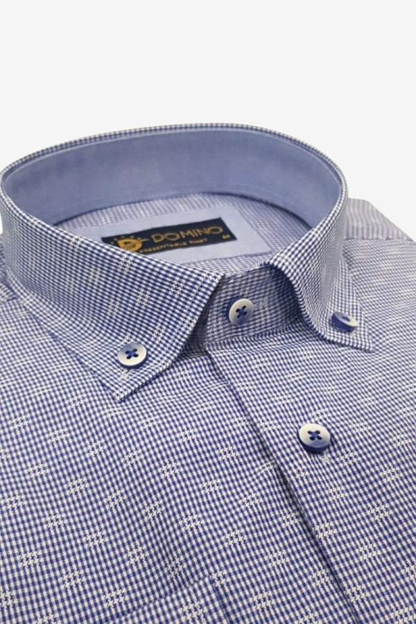 DOMINO ΑΝΔΡΙΚΟ ΠΟΥΚΑΜΙΣΟ ΜΑΚΡΥΜΑΝΙΚΟ ΜΕ ΜΙΚΡΟΣΧΕΔΙΟ ΣΙΕΛ 28106-01