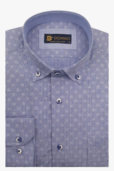 DOMINO ΑΝΔΡΙΚΟ ΠΟΥΚΑΜΙΣΟ ΜΑΚΡΥΜΑΝΙΚΟ ΜΕ ΜΙΚΡΟΣΧΕΔΙΟ ΣΙΕΛ 28106-01