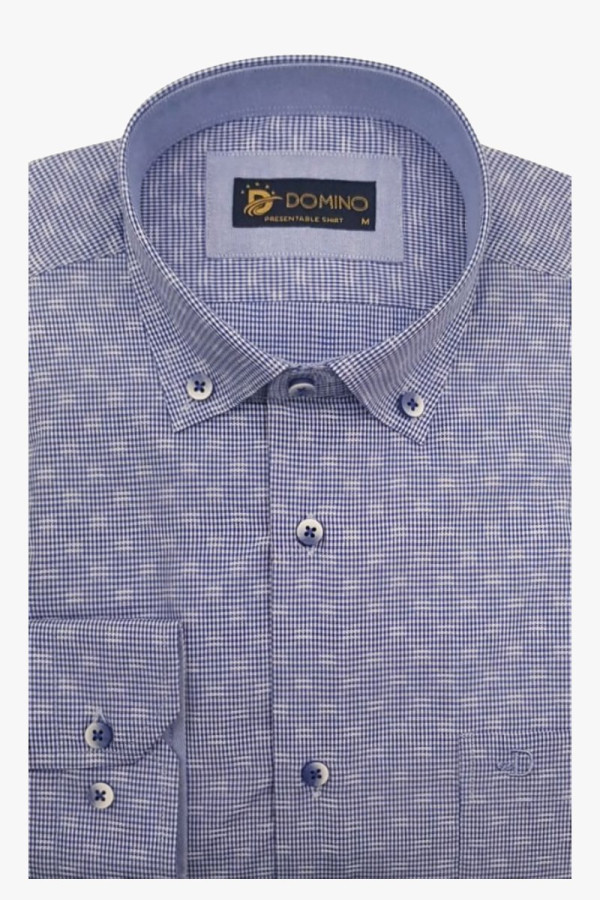 DOMINO ΑΝΔΡΙΚΟ ΠΟΥΚΑΜΙΣΟ ΜΑΚΡΥΜΑΝΙΚΟ ΜΕ ΜΙΚΡΟΣΧΕΔΙΟ ΣΙΕΛ 28106-01