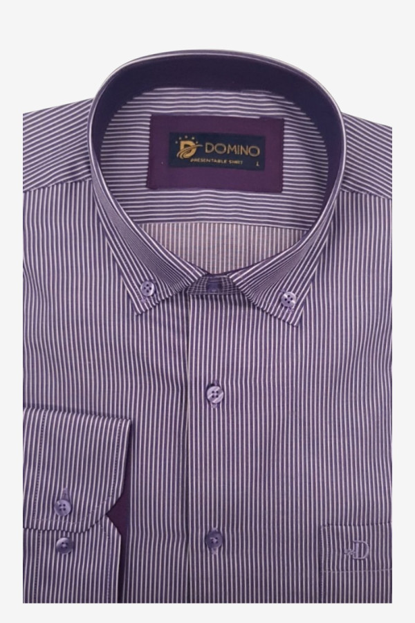 DOMINO ΑΝΔΡΙΚΟ ΠΟΥΚΑΜΙΣΟ ΜΑΚΡΥΜΑΝΙΚΟ ΜΕ ΡΙΓΑ ΚΑΙ ΤΣΕΠΗ ΜΩΒ 27789-02