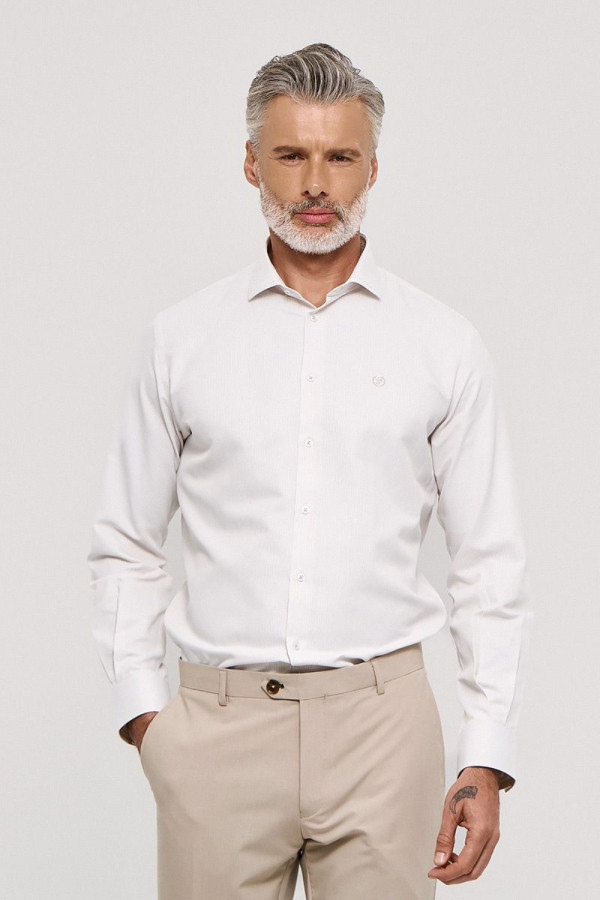 Ανδρικό ριγέ πουκάμισο Sogo μπεζ regular fit 26036-830-655