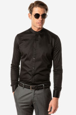 SOGO ΑΝΔΡΙΚΟ ΠΟΥΚΑΜΙΣΟ ΜΑΟ ΓΙΑΚΑΣ SLIM FIT ΜΑΚΡΥΜΑΝΙΚΟ ΜΑΥΡΟ 22536-761-01