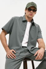 Ανδρικό πουκάμισο Brokers χακί κοντομάνικο smart casual 26016-391-492
