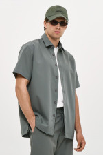 Ανδρικό πουκάμισο Brokers χακί κοντομάνικο smart casual 26016-391-492