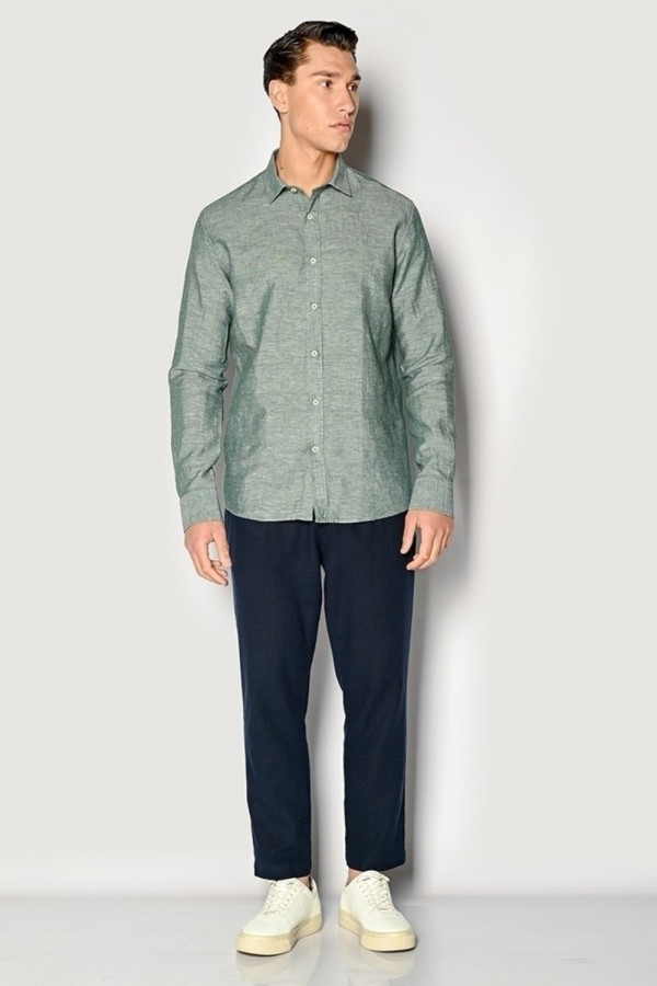 BROKERS ΑΝΔΡΙΚΟ ΠΟΥΚΑΜΙΣΟ ΛΙΝΟ REGULAR FIT GREEN 23016-601-08