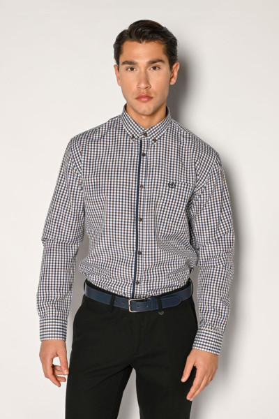 SOGO ΑΝΔΡΙΚΟ ΠΟΥΚΑΜΙΣΟ ΚΑΡΟ REGULAR FIT ΒΑΜΒΑΚΕΡΟ ΚΑΦΕ 24536-856-648