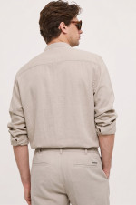 Ανδρικό πουκάμισο Brokers greige μάο γιακάς loose fit 26016-893-486