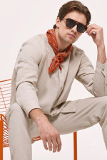 Ανδρικό πουκάμισο Brokers greige μάο γιακάς loose fit 26016-893-486