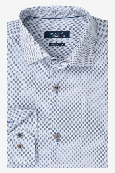 Ανδρικό πουκάμισο Visconti λευκό με μικροσχέδιο βαμβακερό 2835-1