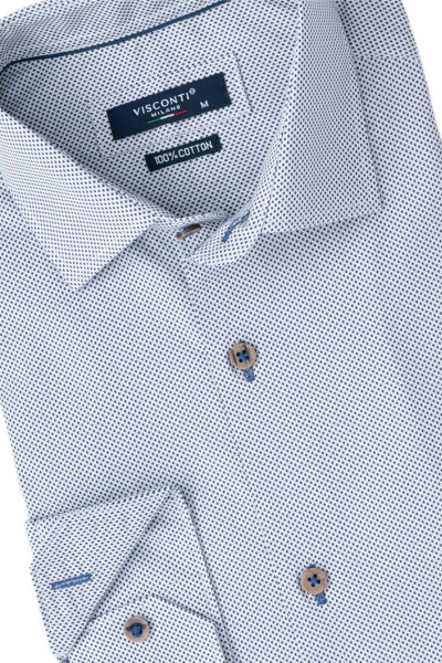 Ανδρικό πουκάμισο Visconti λευκό με μικροσχέδιο βαμβακερό 2835-1