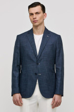 Ανδρικό σακάκι Sogo μπλε smart casual με υφή 25031-216-173