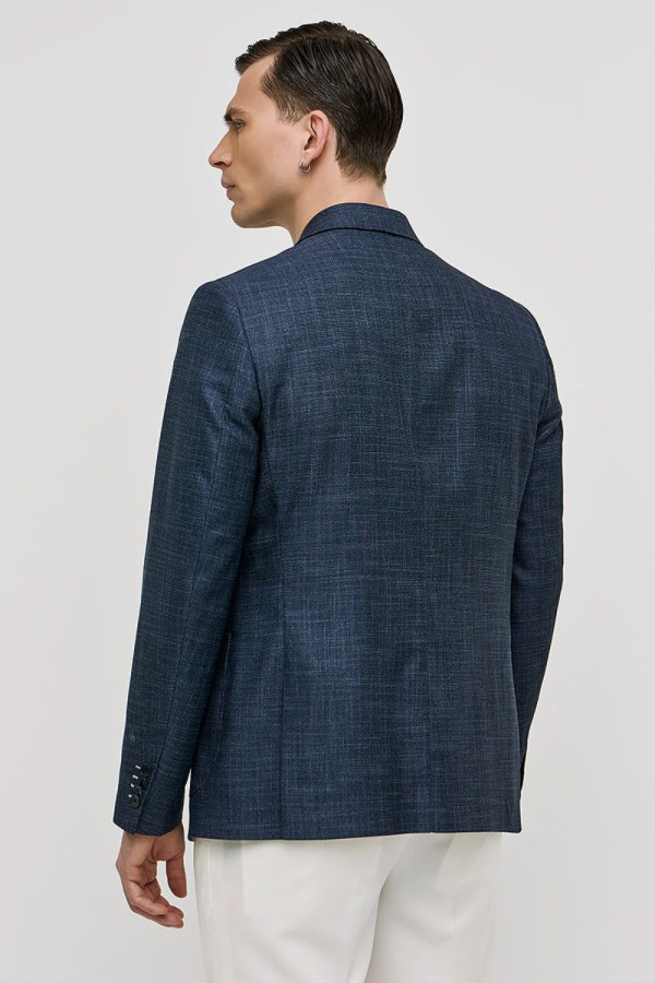 Ανδρικό σακάκι Sogo μπλε smart casual με υφή 25031-216-173