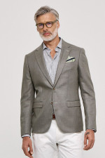 Ανδρικό σακάκι Sogo slim fit χακί με σχέδιο στην ύφανση 26031-503-182 Ανδρικό σακάκι Sogo slim fit χακί με σχέδιο στην ύφανση 26031-503-182