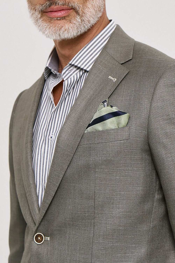 Ανδρικό σακάκι Sogo slim fit χακί με σχέδιο στην ύφανση 26031-503-182 Ανδρικό σακάκι Sogo slim fit χακί με σχέδιο στην ύφανση 26031-503-182